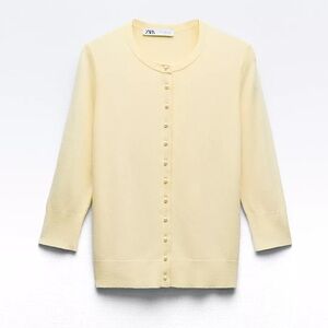 Zara Women's Light Yellow Cardigan